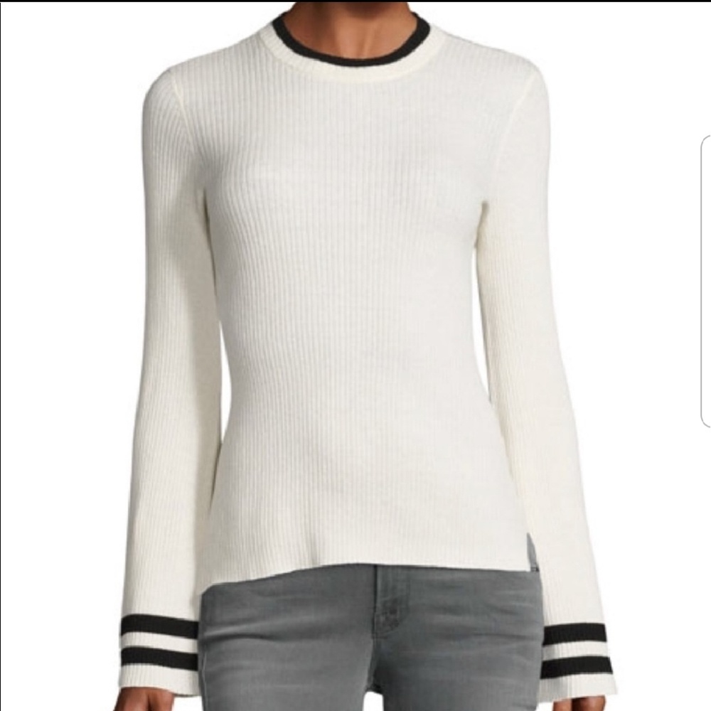 Frame Bell-Sleeve Ribbed Knit Top